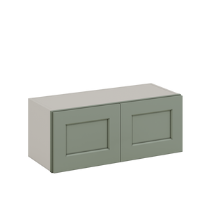 30" Wide 12", 15", 18", 21" & 24" Tall Bridge 14SG Sage Green Shaker 1-1/4" Overlay Wall Cabinet - Double Door