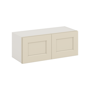 30" Wide Bridge Vanilla Cream Shaker 1-1/4" Overlay Wall Cabinet - Double Door 12", 15", 18", 21" & 24" Tall