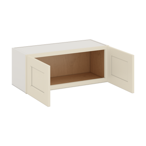 30" Wide Bridge Vanilla Cream Shaker 1-1/4" Overlay Wall Cabinet - Double Door 12", 15", 18", 21" & 24" Tall