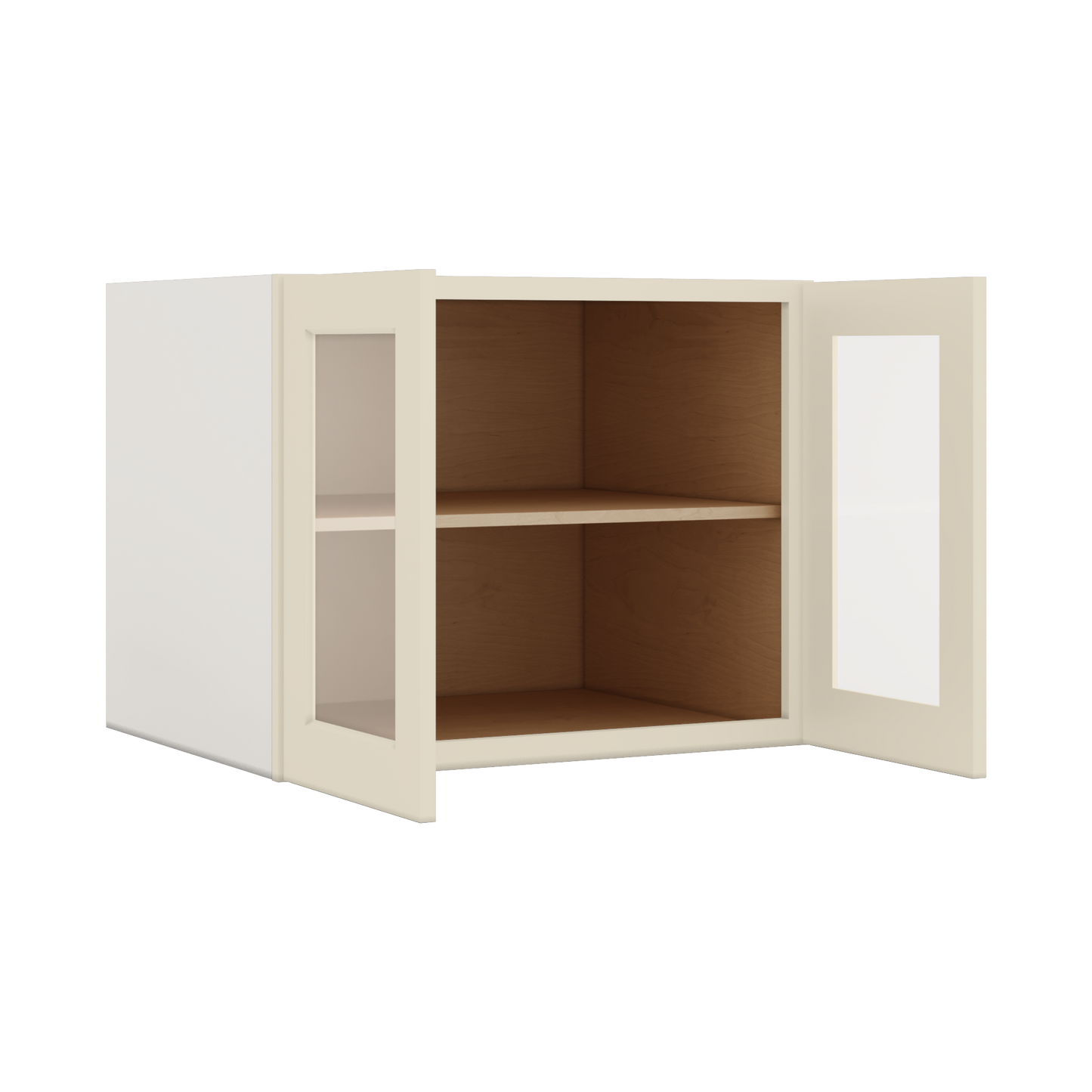 30" Wide 24" Deep Bridge Manhattan Cream Shaker 1-1/4" Overlay Glass Ready Wall Cabinet - Double Door 12", 15", 18", 21" & 24" Tall