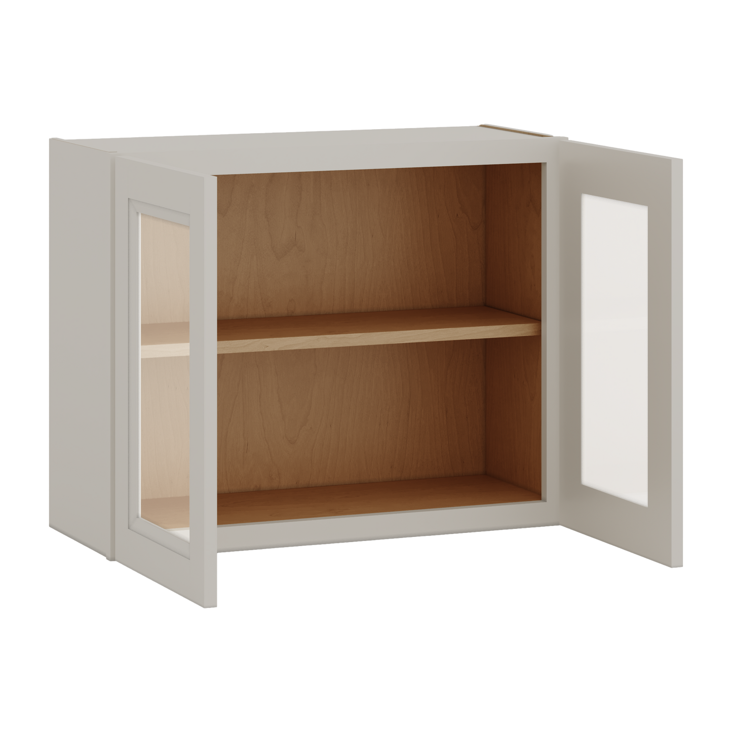 30" Wide Bridge 27LGDS Laguna Gray Double Shaker Glass Ready Wall Cabinet - Double Door 12", 15", 18", 21" & 24" Tall