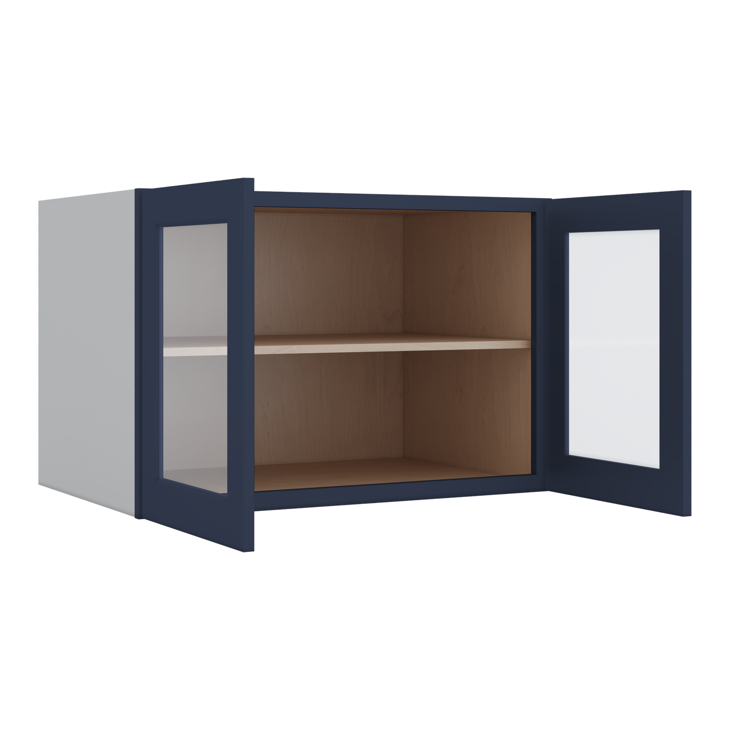 36" Wide 24" Deep Upper NB29 Naval Blue Shaker 1-1/4" Overlay Glass Ready Wall Cabinet - Double Door 12", 15", 18", 21", 24"