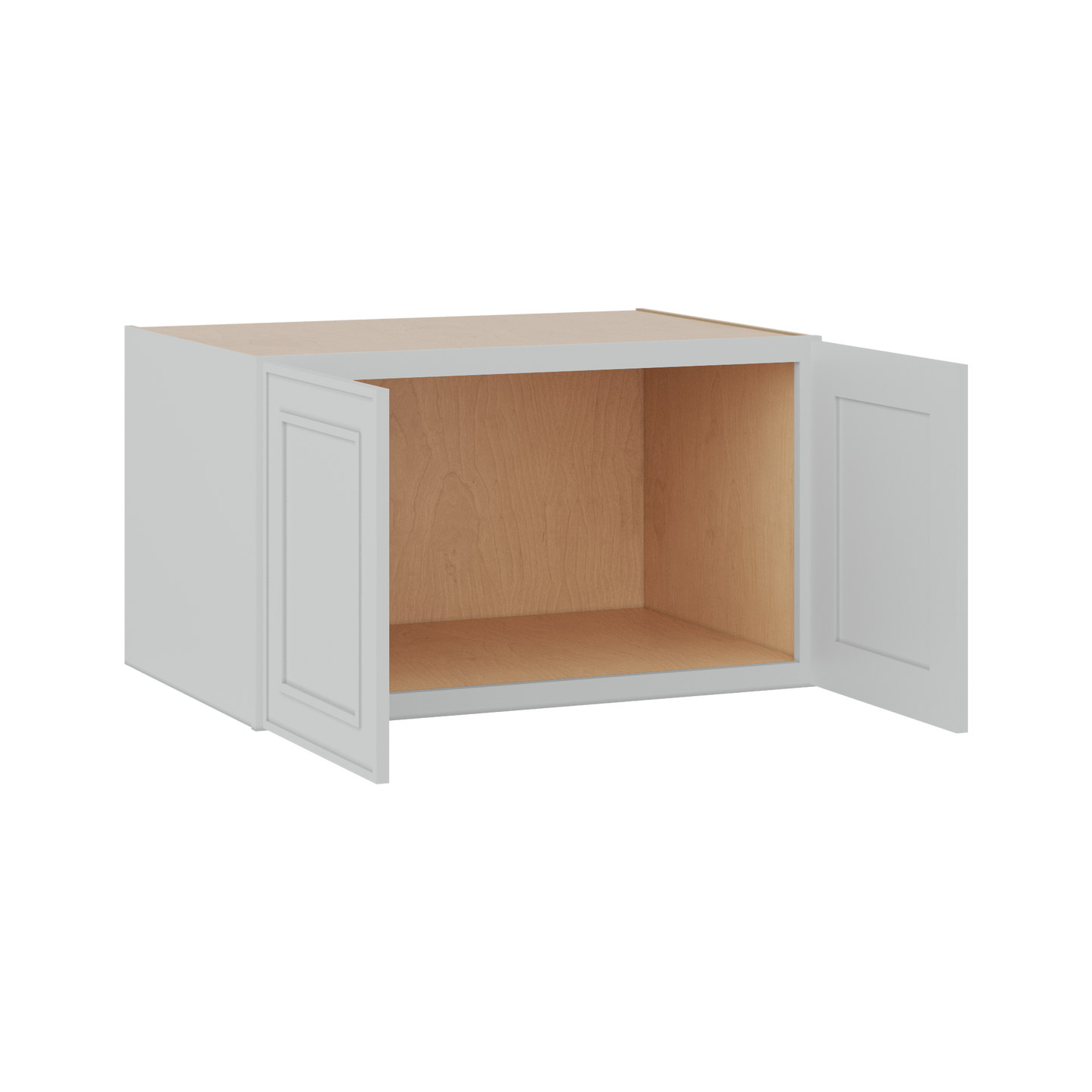 30" Wide Double Door 12", 15", 18", 21"& 24" Tall Bridge White Elegant Oak Shaker Wall Cabinet