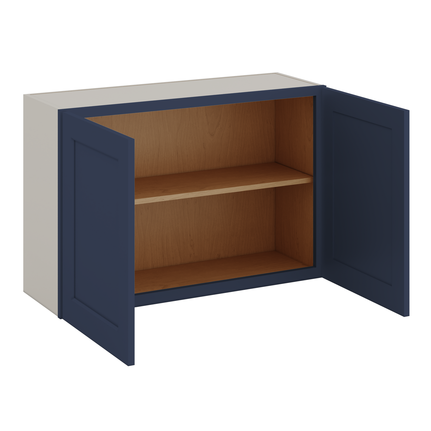 36" Wide by 12" Deep Bridge NB29 Naval Blue Shaker 1-1/4"Overlay Wall Cabinet - Double Door 12", 15", 18", 21", 24" Tall