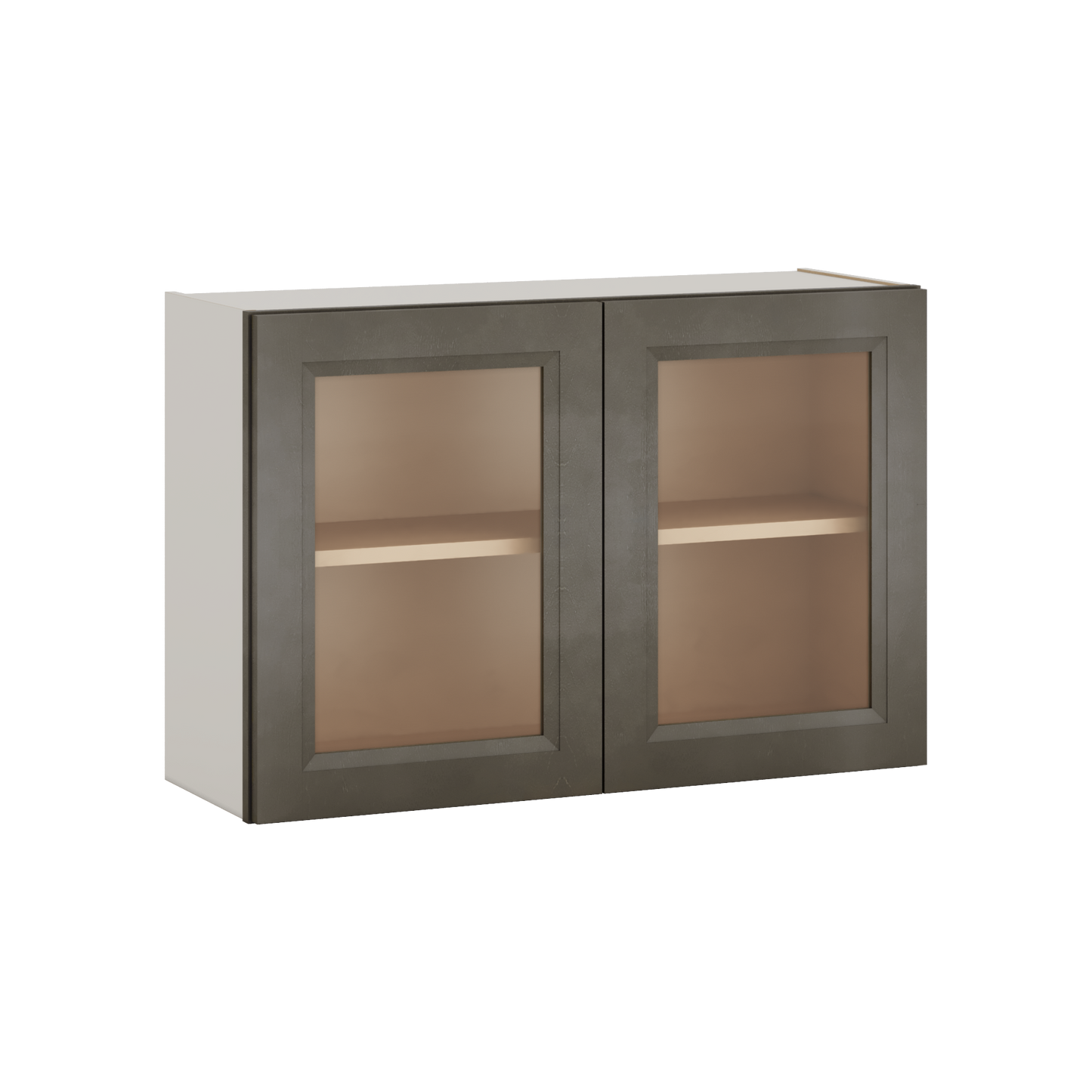 36" Wide by 12" Deep Bridge Huntington Cinder Double Shaker Glass Ready Wall Cabinet - Double Door 12", 15", 18", 21", 24" Tall
