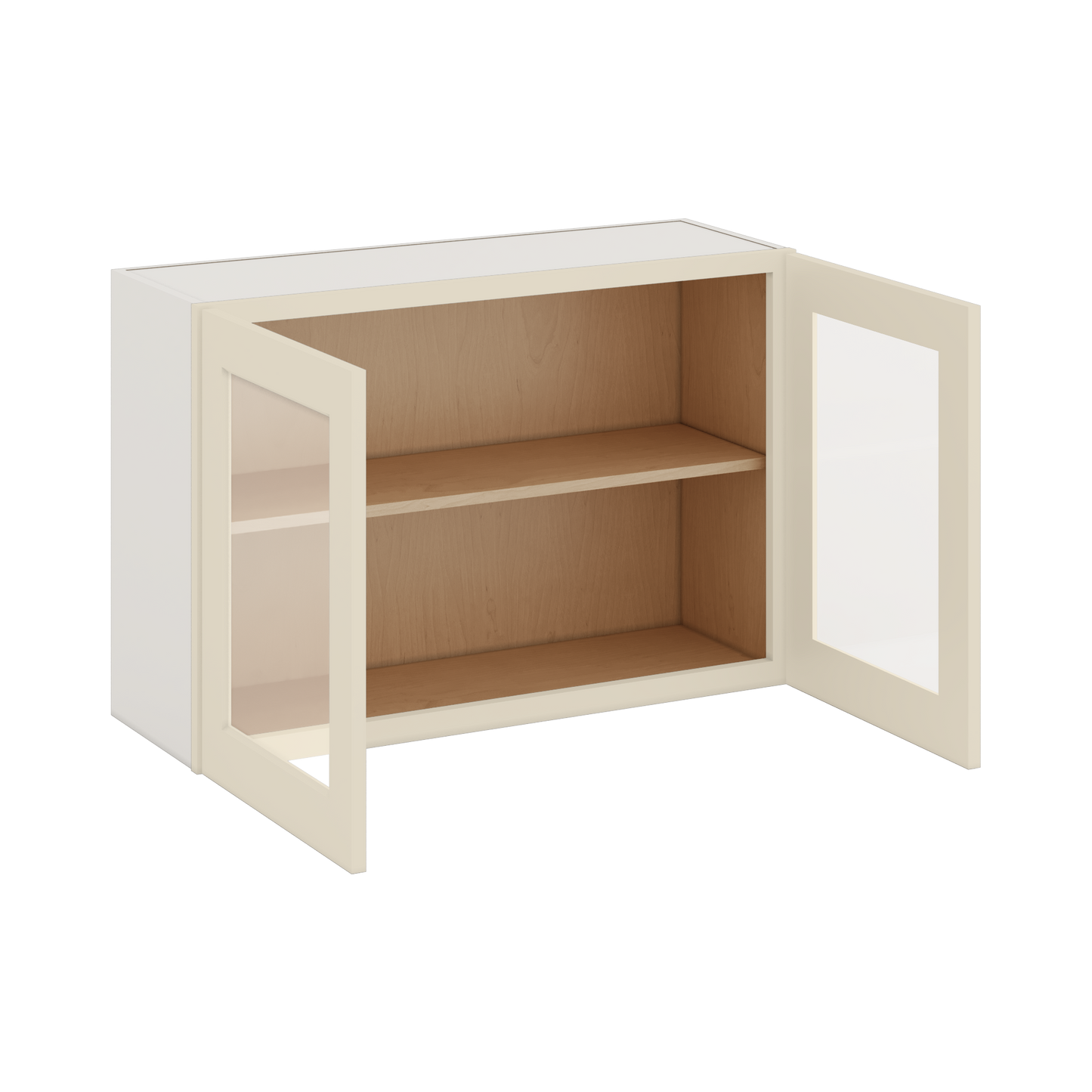 36" Wide by 12" Deep Bridge Manhattan Cream Shaker 1-1/4"Overlay Glass Ready Wall Cabinet - Double Door 12", 15", 18", 21", 24" Tall
