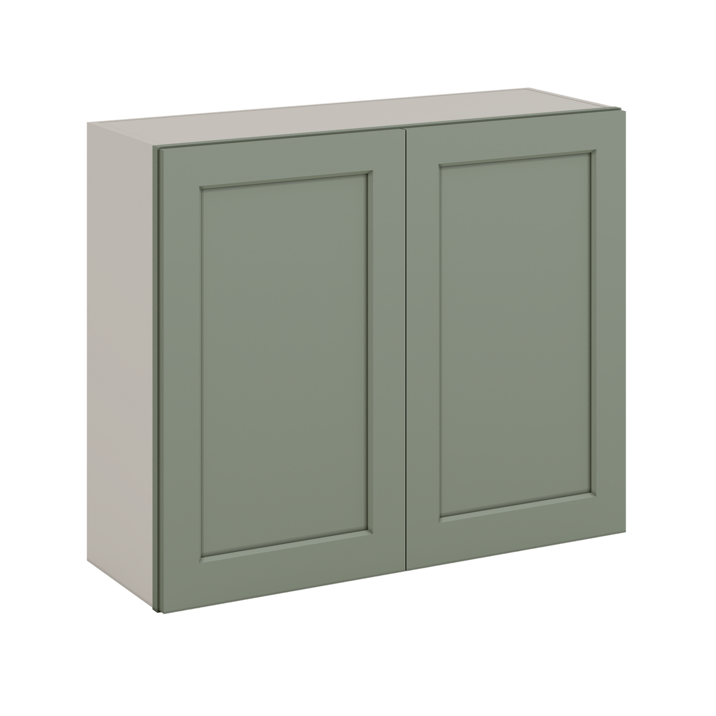30" Tall Green Shaker 1-1/4" Overlay Wall Cabinet - Double Door 24", 27", 30", 33" & 36" Wide