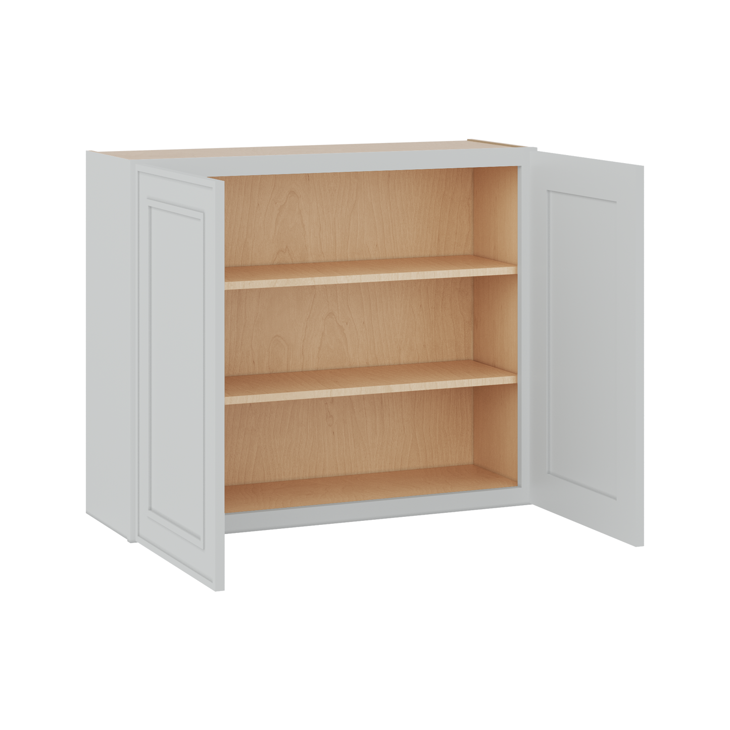 30" Tall Double Door 24", 27", 30", 33" & 36" White Elegant Oak Craftsman Shaker 1-1/4" Overlay Wall Cabinet