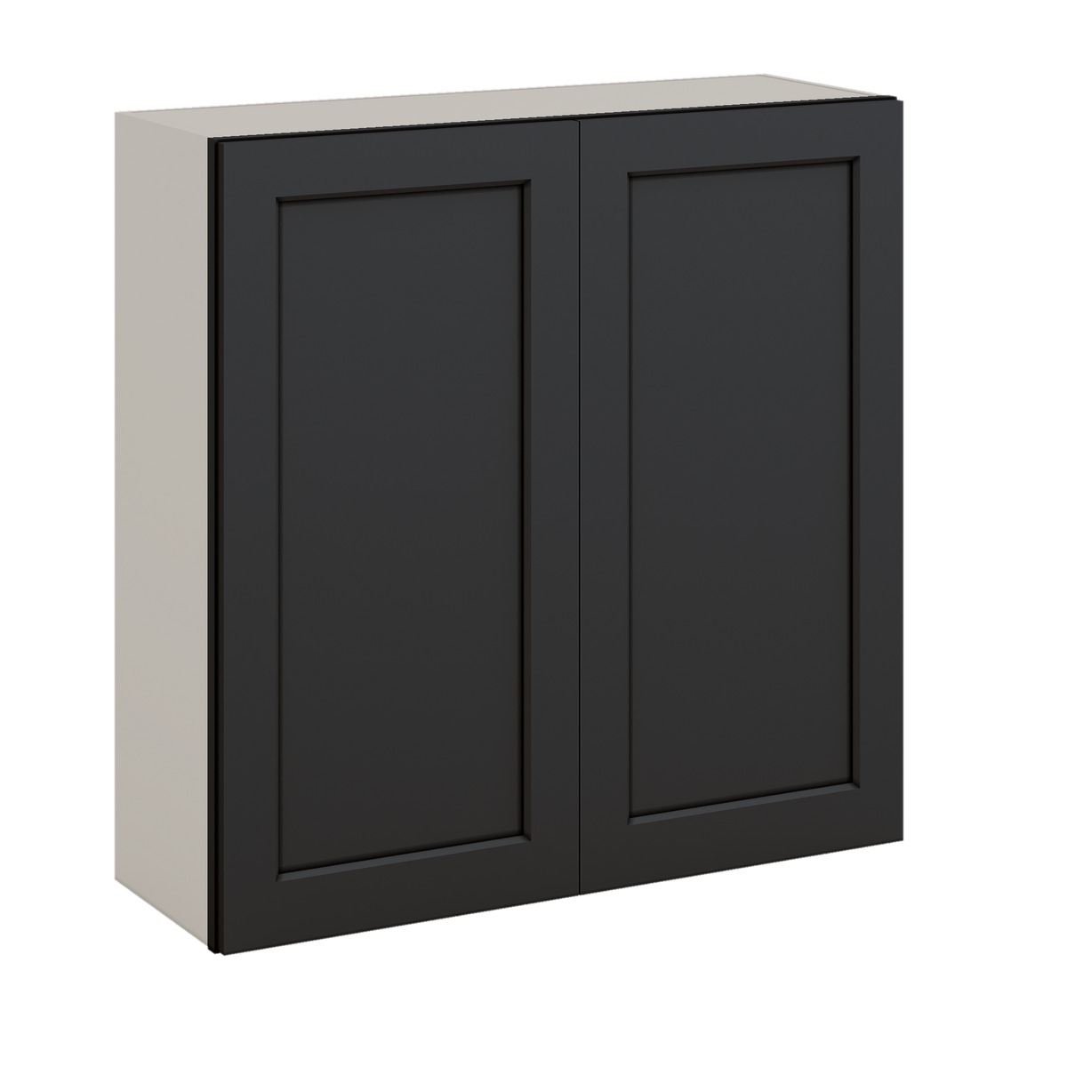 36" Tall 15HNS Hermosa Noir Black Shaker 1-1/4" Overlay Wall Cabinet - Double Door 24", 27", 30", 33" & 36" Wide