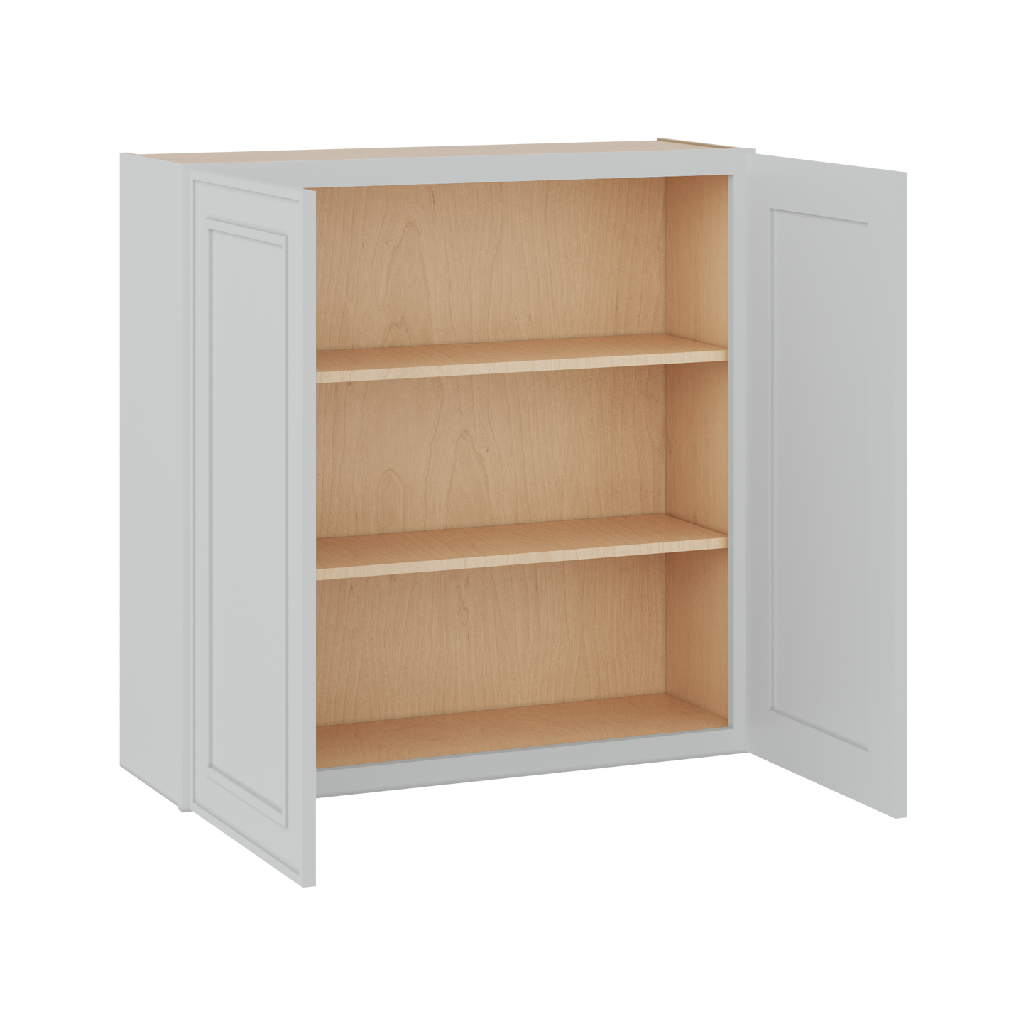 36" Tall Double Door 24", 27", 30", 33" & 36" Wide White Elegant Oak Shaker Wall Cabinet