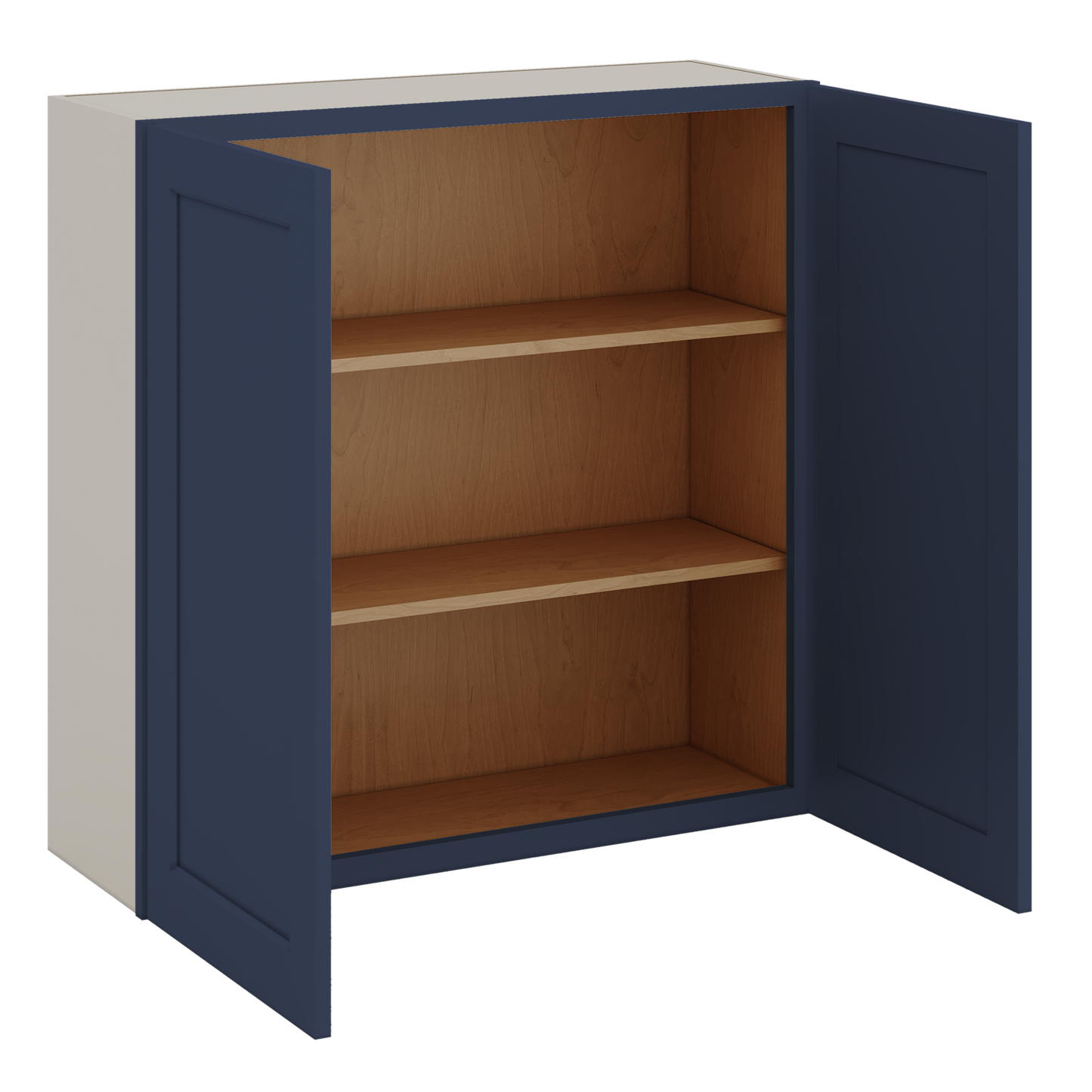 36" Tall 29NB Naval Blue Shaker 1-1/4" Overlay Wall Cabinet - Double Door 24", 27", 30", 33" & 36" 42" Wide