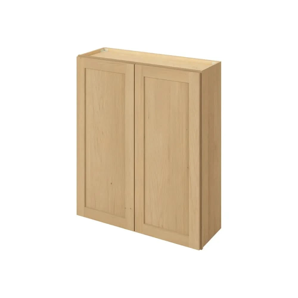 36" Tall Wall Cabinet Sandstone Birch Shaker 1-1/4" Overlay - Double Door 24", 27", 30", 33", 36"