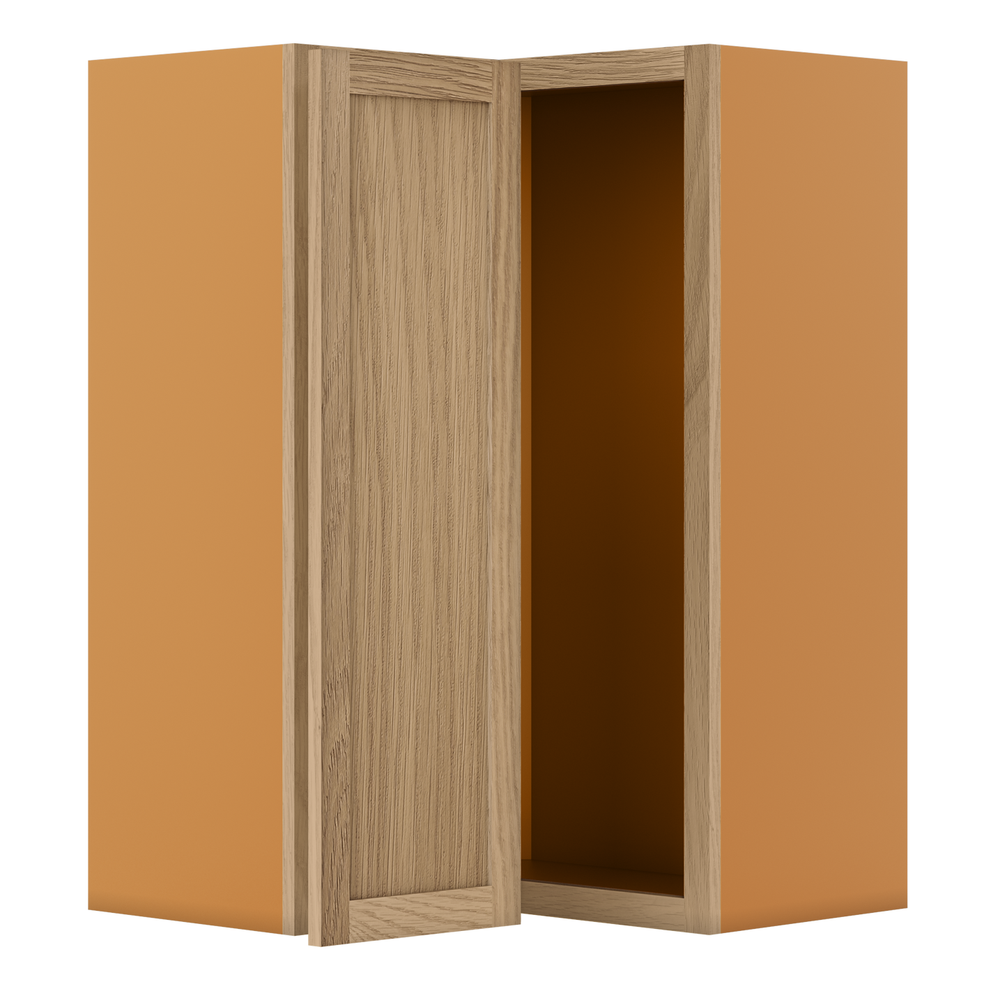 Wall Angle Corner White Oak Shaker Wall Cabinet 27" W x 30",33", 36", 39", 42", 45", 48" & 51" Tall