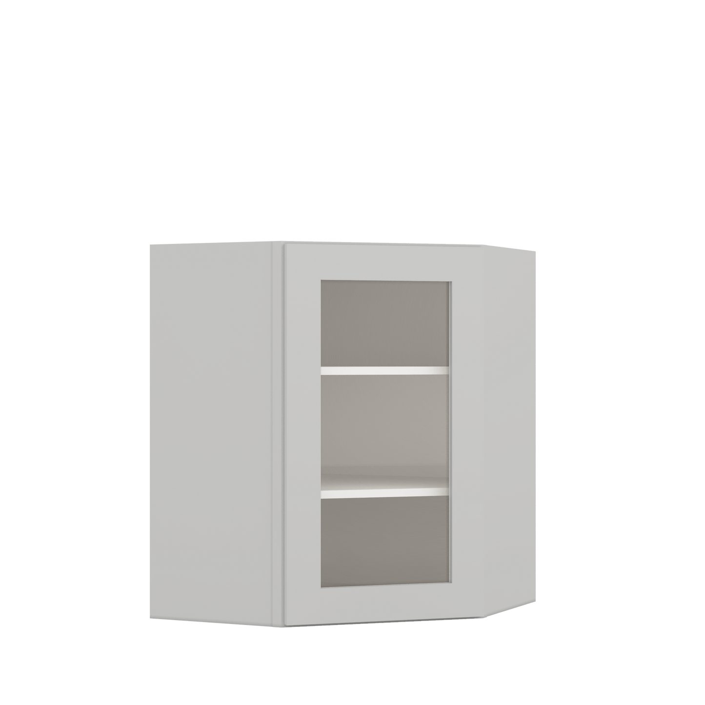 24" Width | 30", 36", and 42" Height | Wall Corner Glass Ready Door Matching Interior | RTA Unassembled | Premium White Full Overlay