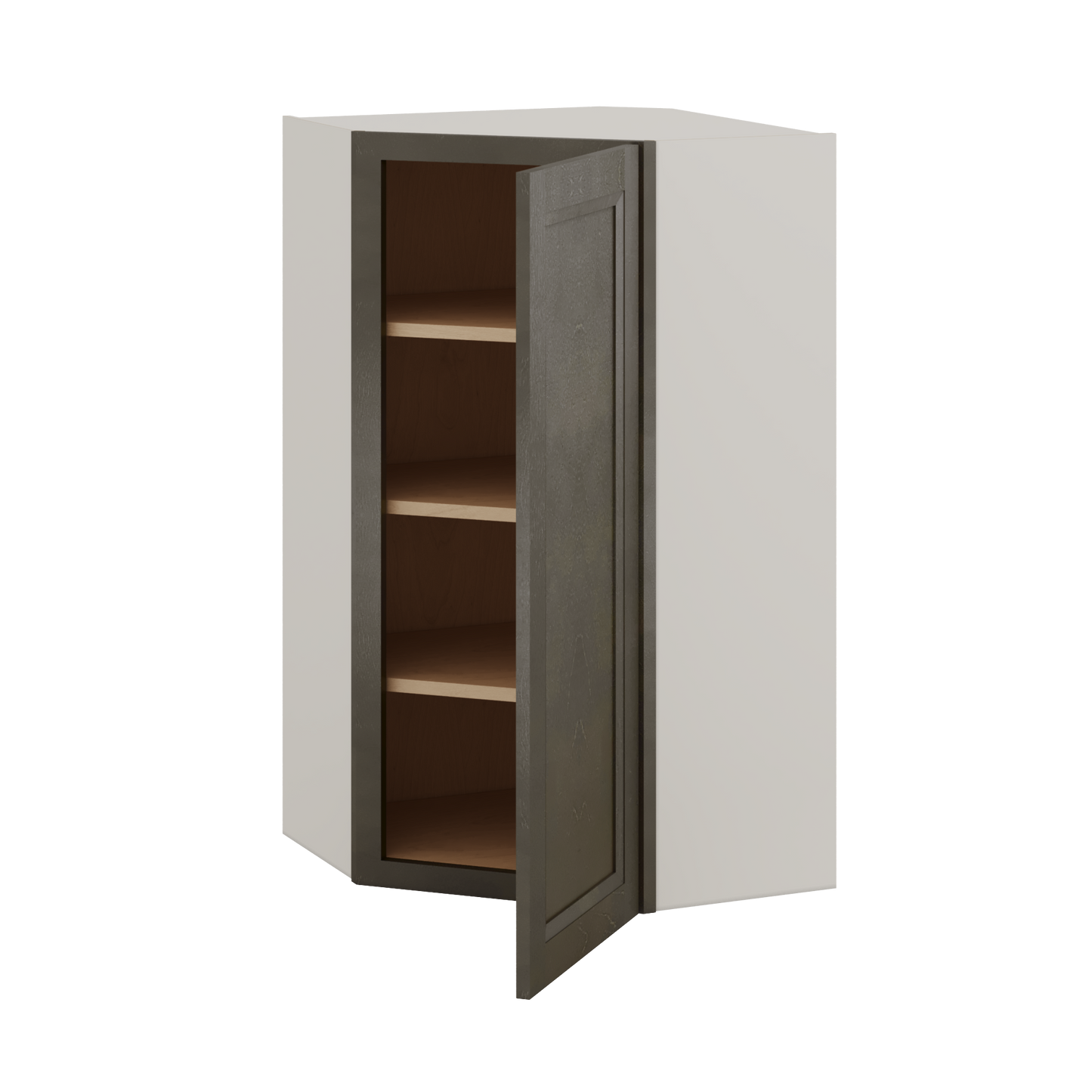 Diagonal Corner Huntington Cinder Double Shaker Wall Cabinet 24" Wide by 30", 36" & 42" Tall