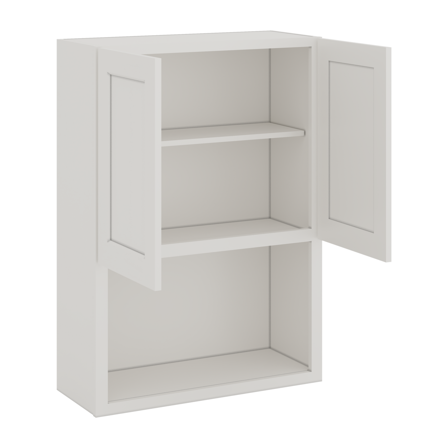 Microwave Shelf Cabinet ICE White Shaker 1-1/4" Overlay Cabinet 27" & 30" Wide by 30", 36" & 42" Tall CWS/CWB