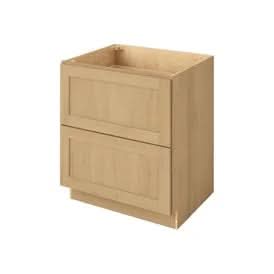 2 Drawer Base Cabinet 30" & 36" Wide Sandstone Birch Shaker 1-1/4" Overlay
