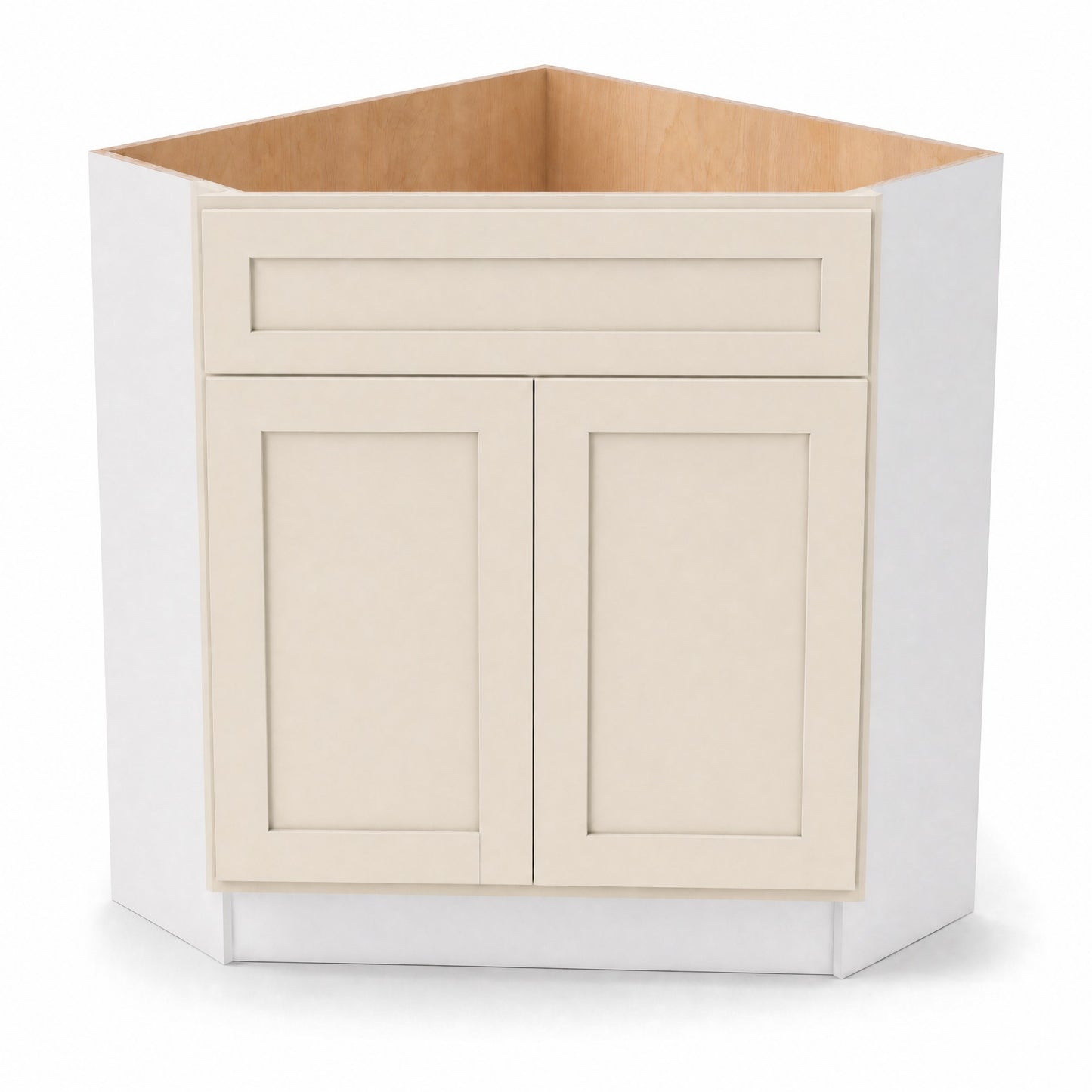 42" Corner Cabinet MC12 Manhattan Cream - 26-1/2" Sink Front Diagonal, 2 Doors-1 False Front
