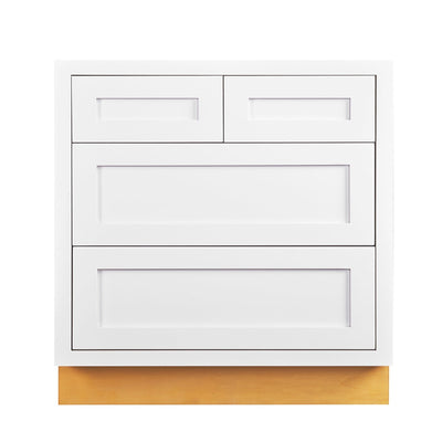 Snow White Shaker Inset Drawer Base Cabinet - 30"- 33"