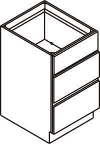Drawer Base Cabinet White Shaker 3 Drawer Base Cabinet 12", 15", 18", 21", 24", 27", 30", 36" Inset Kitchen Cabinets