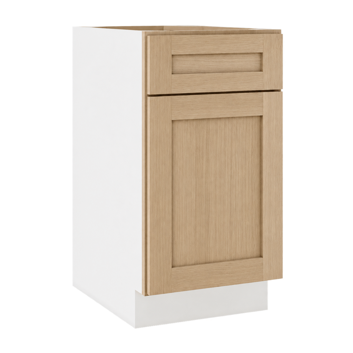 Rift Oak shaker trash pullout base cabinet