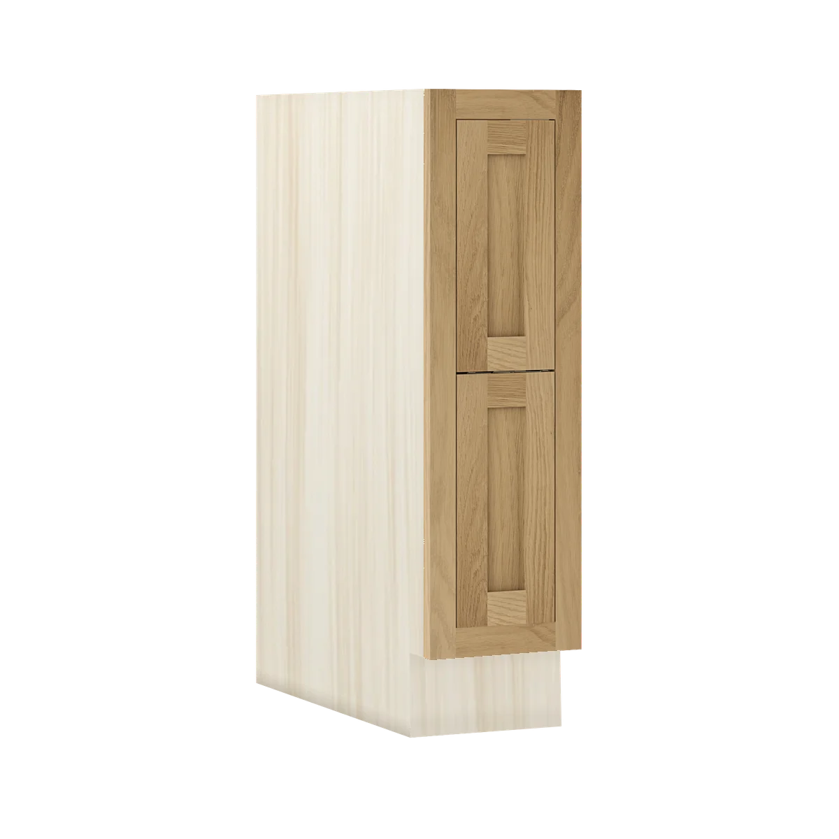 Natural Oak WS-06 White Oak Inset Shaker Two Drawer Base Cabinet DB09-2P, 9" Wide Two Drawers, Premium Box