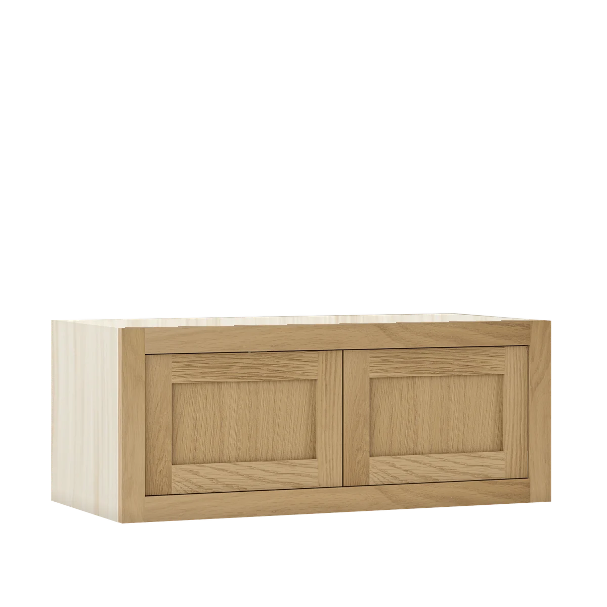 Natural Oak WS-06 White Oak Inset Shaker Bridge Wall Double Door Cabinet W301214, 30" Wide x 12" Tall x 14" Deep, Premium Box
