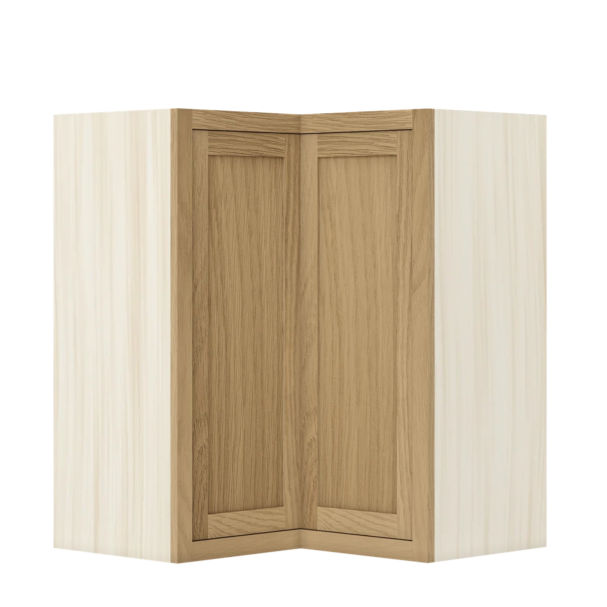Natural Oak WS-06 White Oak Inset Shaker Wall Angle Corner Cabinet WAC2733, 27" Wide (Two Directions) x 33" Tall x 14" Deep, Premium Box