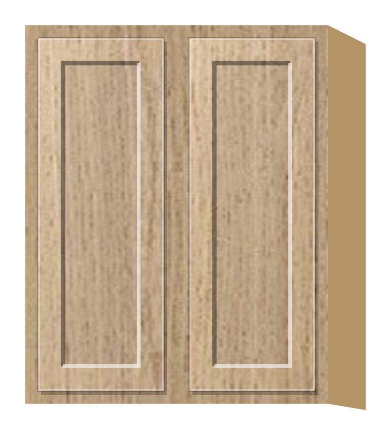 Rift 30" Tall 24″ to 36″ Widths, Two Doors, Glass Ready Wall Cabinet, Shaker door, natural rift white oak