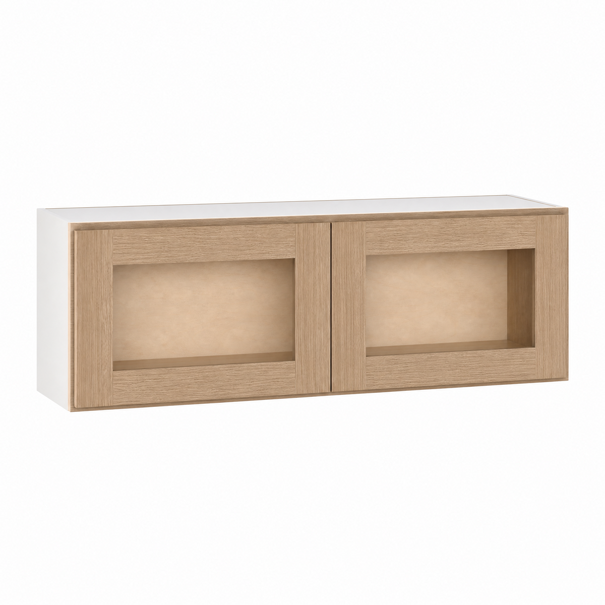 15" Tall x 12" Deep Glass Ready Wall Natural Color 17ROS - Redondo White Oak Shaker 1-1/4" Overlay Wall Cabinet