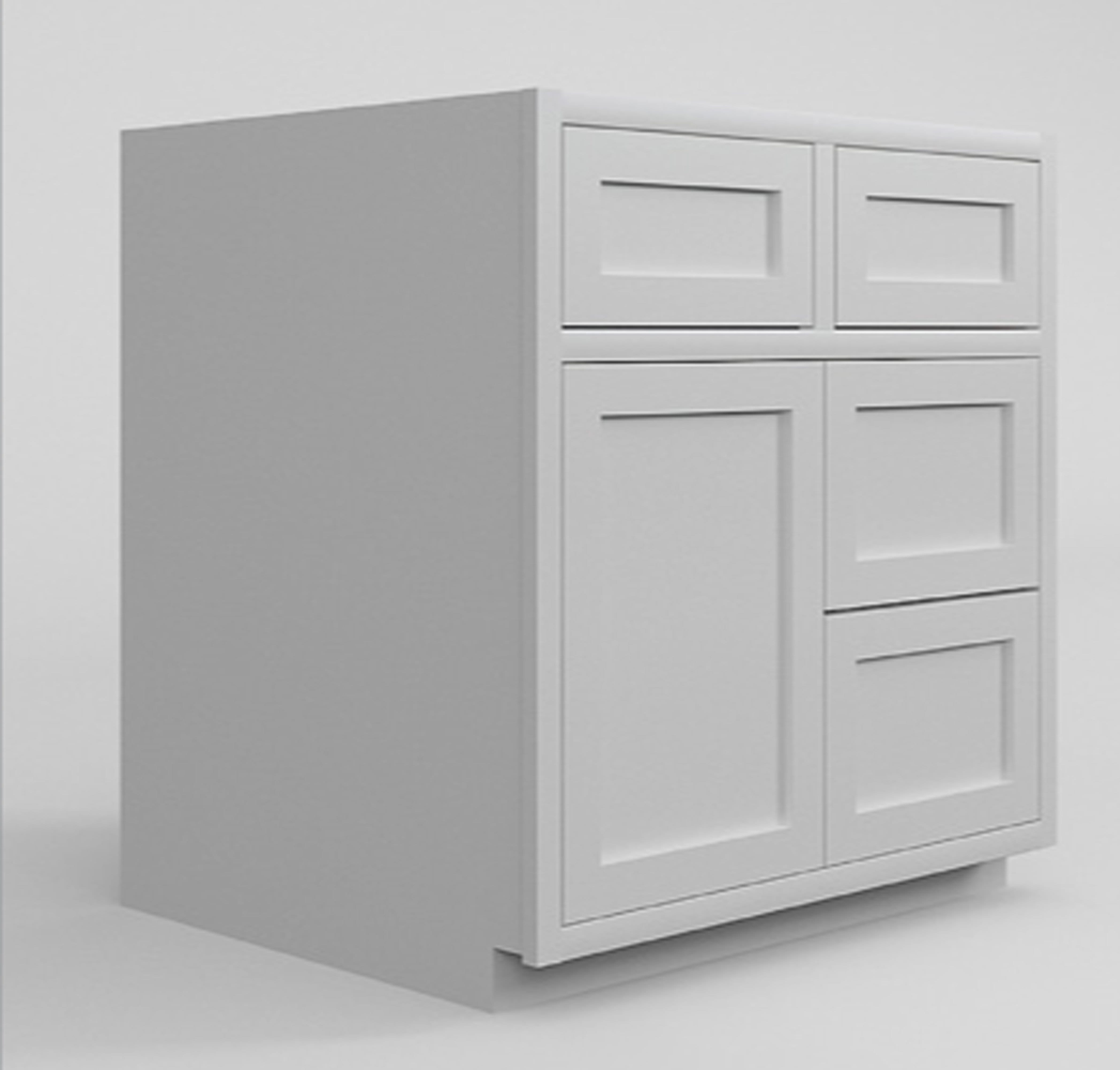 Snow White Shaker Inset Drawer Base Cabinet - Two Drawers - 36