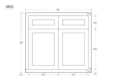 Sink Base White Oak Inset Shaker Cabinets 33", 36", 39" & 42"