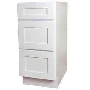 Drawer Base Cabinet White Shaker 3 Drawer Base Cabinet 12", 15", 18", 21", 24", 27", 30", 36" Inset Kitchen Cabinets
