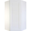 Diagonal Corner White Shaker 1-1/4" Overlay Wall Cabinet 24" Wide by 30", 36" & 42" Tall