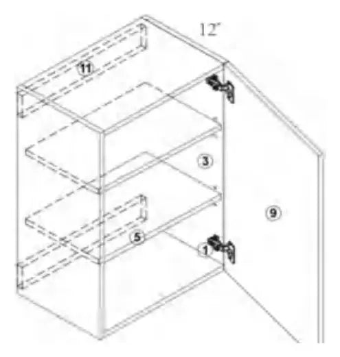 L-Box (Luxury) wall cabinet construction diagram with numbered parts