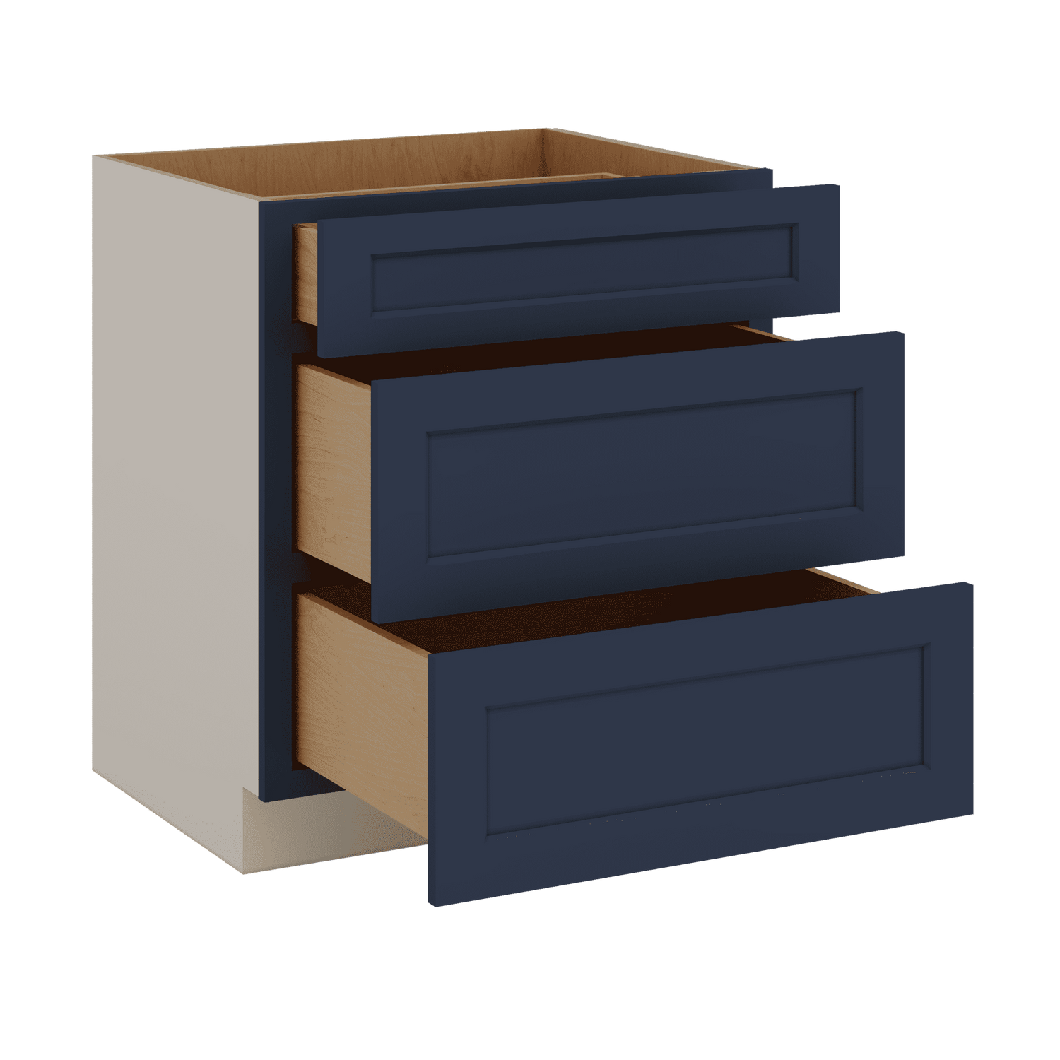 Blue Shaker Full Overlay Kitchen Cabinet Drawer Base 