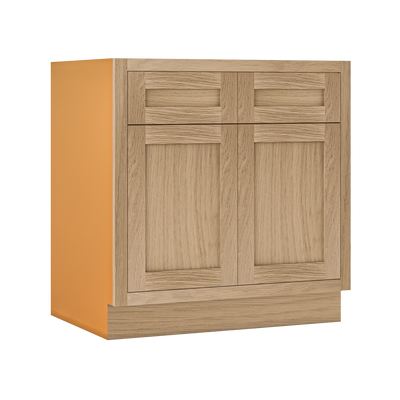 White Oak Inset Shaker Kitchen Base Cabinets - Special Order