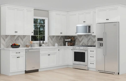 Snow White Inset Shaker - Size 10' x 10' - Complete Kitchen Cabinet Package $7172.06