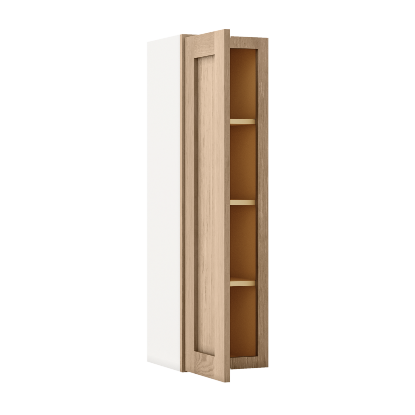 Natural white oak shaker wall cabinet 9"–42" RTA kitchen cabinet – dimension diagram