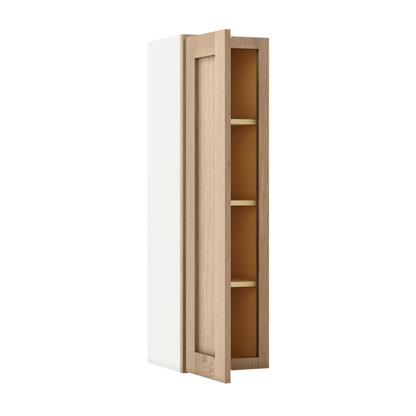 Natural white oak shaker wall cabinet 9"–42" RTA kitchen cabinet – dimension diagram