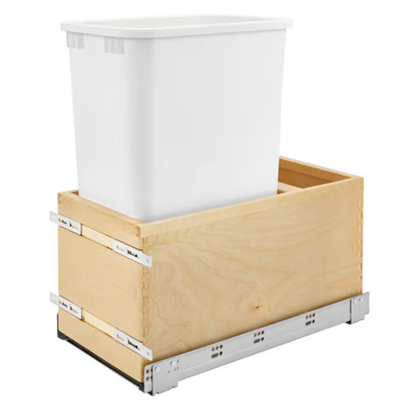 50qt Fits 15" Overlay (12" Opening) Single Trash Can Pullout with Soft-close Slides