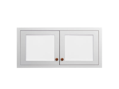 36" Wide Custom Glass Ready Snow White Inset Shaker Wall Cabinet - Double Door 12", 15", 18", 21" & 24" Tall
