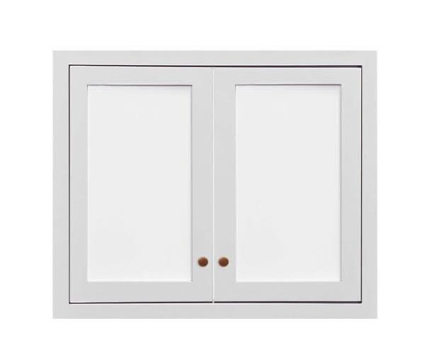 30" Wide Glass Ready Wall Cabinet - Double Door 9", 12", 15", 18", 21", 24" & 27" Tall Custom Color Inset Shaker