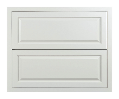 Vintage White Raised Panel Inset Drawer Wall Cabinet - Two Drawers - 24" Wide 18" Tall 14" Deep