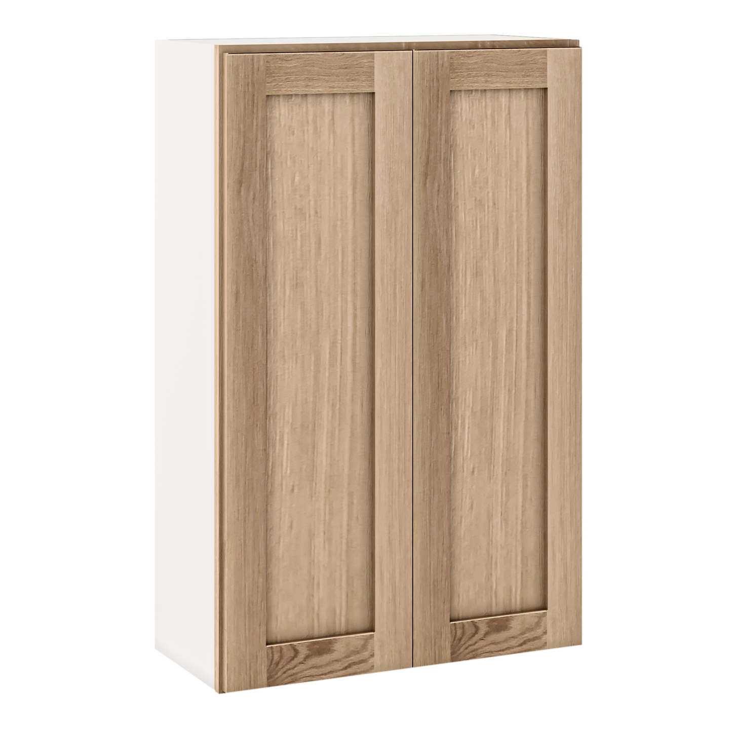 Natural white oak shaker wall cabinet 24"–42" RTA kitchen cabinet – open view