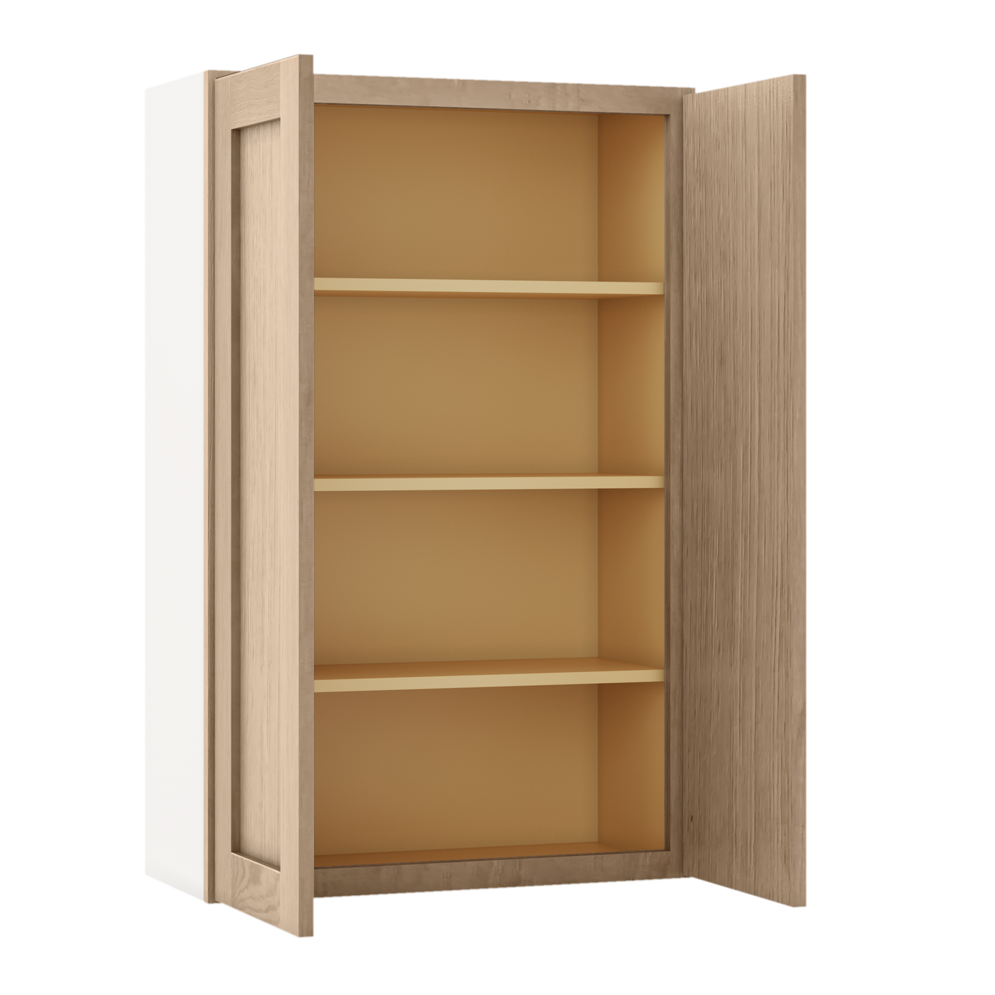 Natural white oak shaker wall cabinet 24"–42" RTA kitchen cabinet – dimension diagram