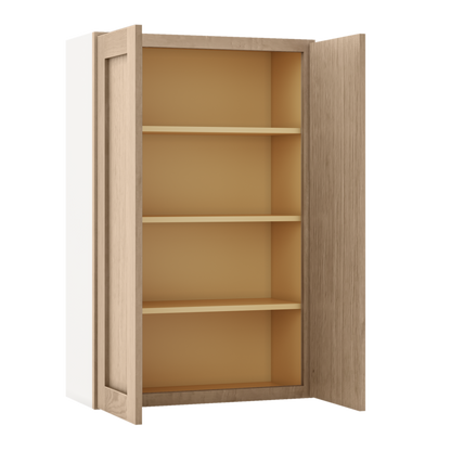 Natural white oak shaker wall cabinet 24"–42" RTA kitchen cabinet – dimension diagram