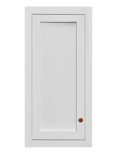 18" Wide Custom Stacker Snow White Inset Shaker Wall Cabinet - Single Door 9", 12", 15", 18", 21", 24" & 27" Tall
