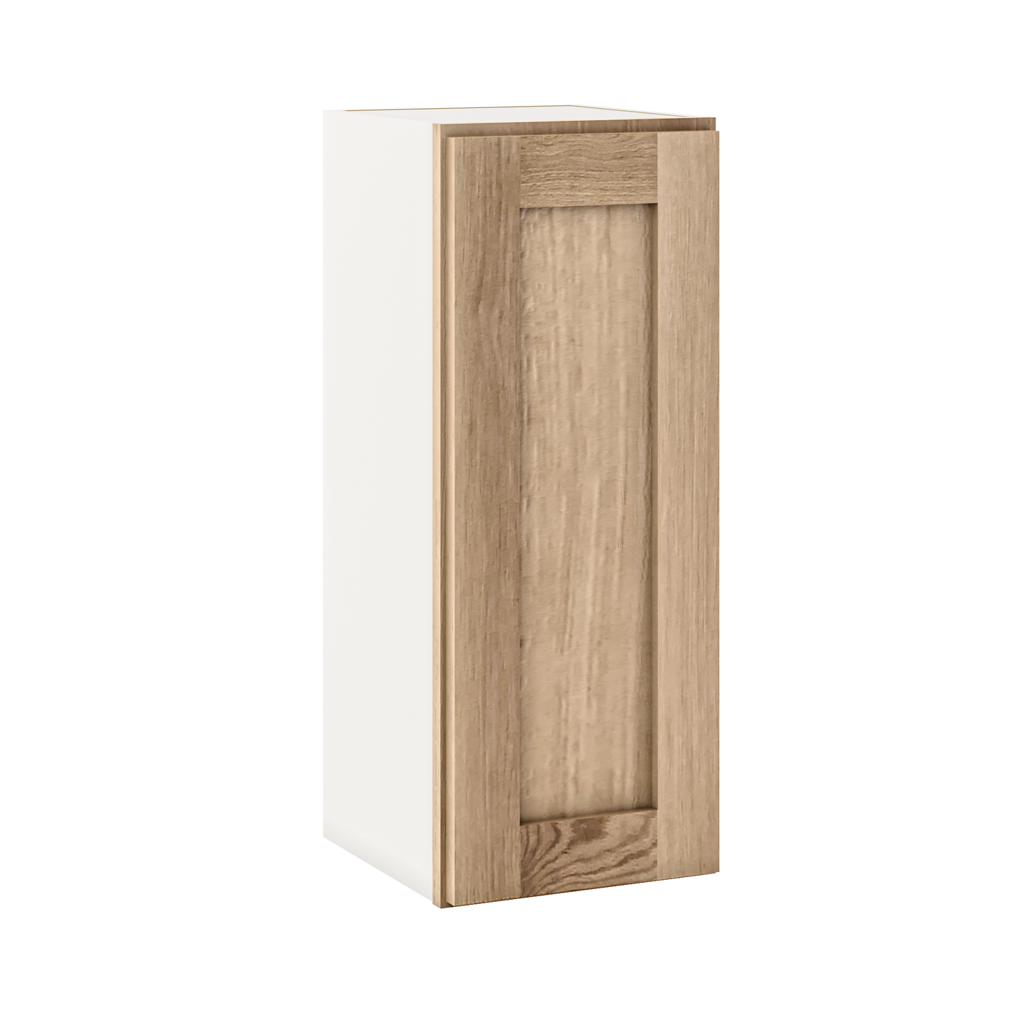 30" Tall Natural Color 17ROS - Redondo White Oak Shaker 1-1/4" Overlay Wall Cabinet - Single Door 9", 12", 15", 18", 21" WIde