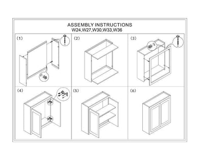 Glass Ready Custom 36" Tall Inset Shaker Wall Cabinet - Double Door 24", 27", 30", 33" & 36"